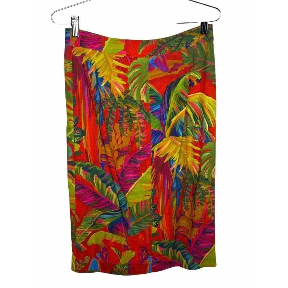 Farm Rio Urban Jungle Linen Midi Skirt Size XS - Picture 7 of 13